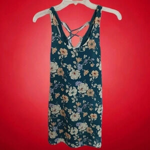Forever 21 floral dress laced back size small teal color